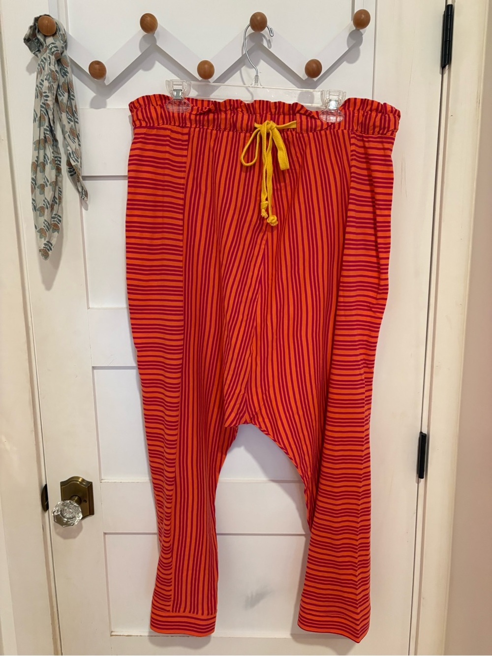 Free People free-est NWT 100% Cotton Red and Orange Striped Harem Joggers
